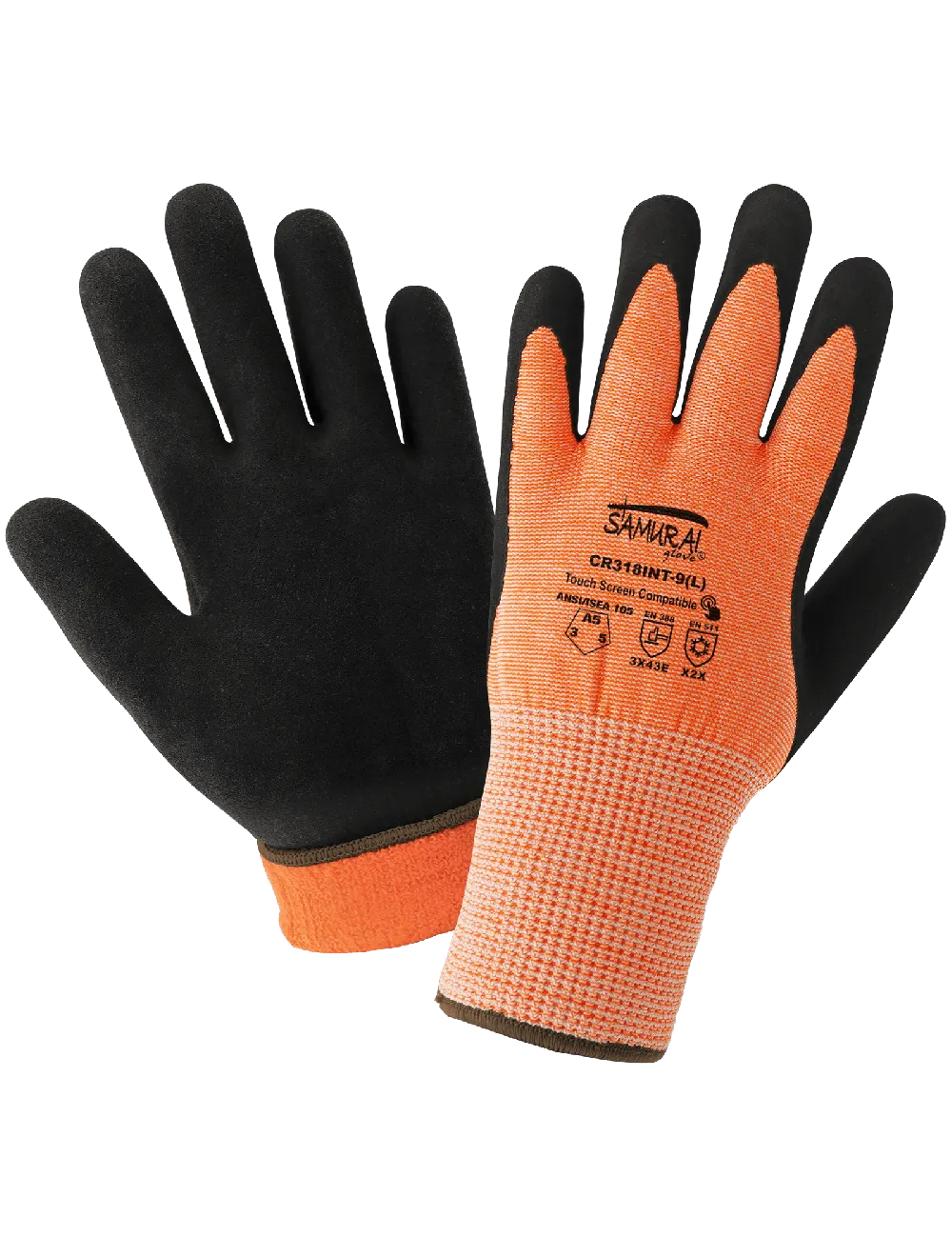 Samurai CR318INT Cut Resistant Water Repellent, Low Temperature Touch Screen Gloves, ANSI Cut Level A5