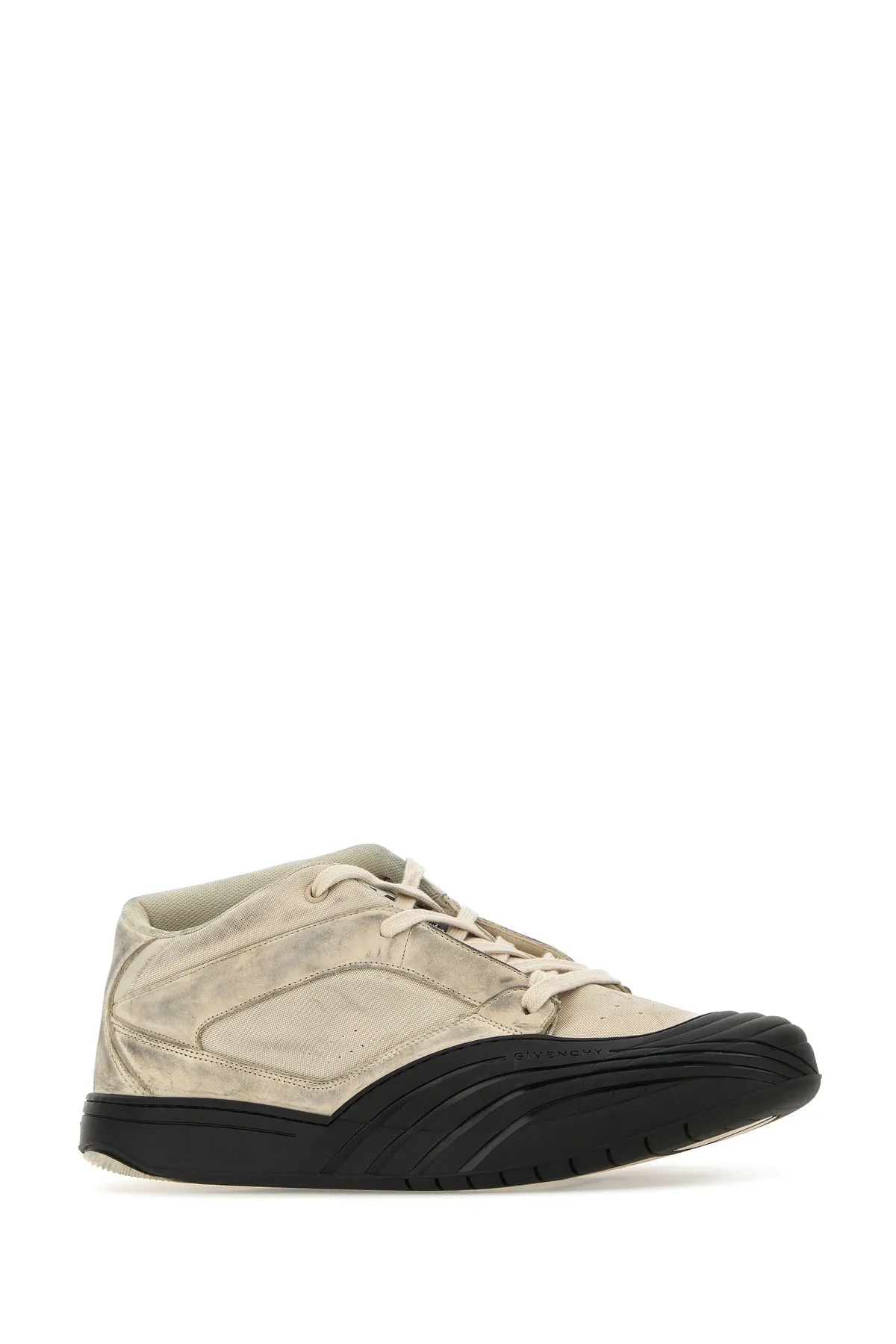 Sand fabric and leather Skater sneakers