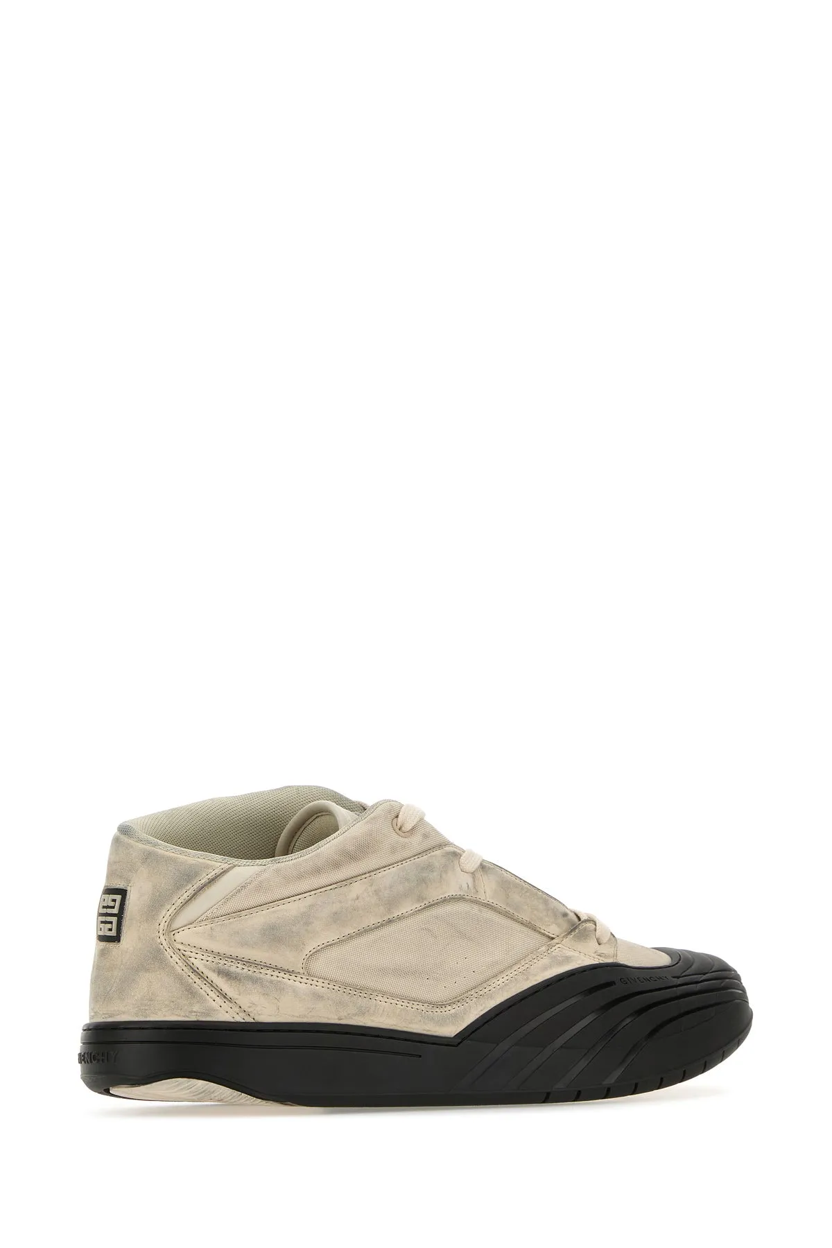 Sand fabric and leather Skater sneakers