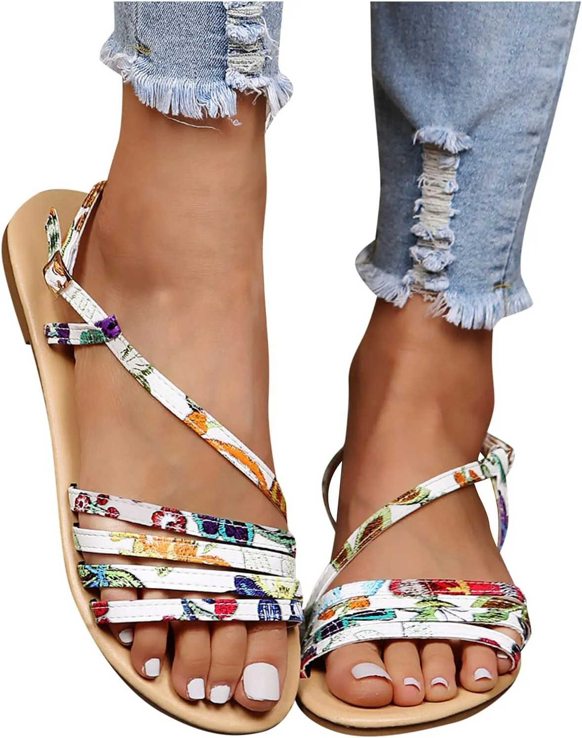 Sandals for Women Dressy Summer, Women Arch Support Sandals Comfortable Floral Slides Summer Platform Sandals Slippers