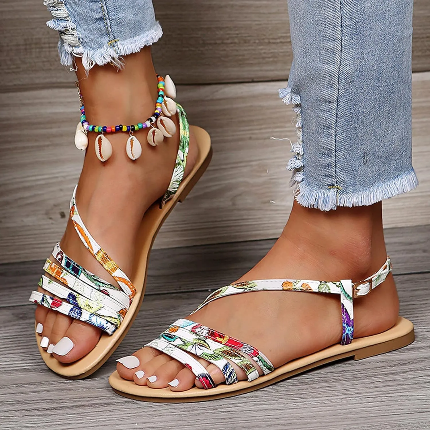 Sandals for Women Dressy Summer, Women Arch Support Sandals Comfortable Floral Slides Summer Platform Sandals Slippers