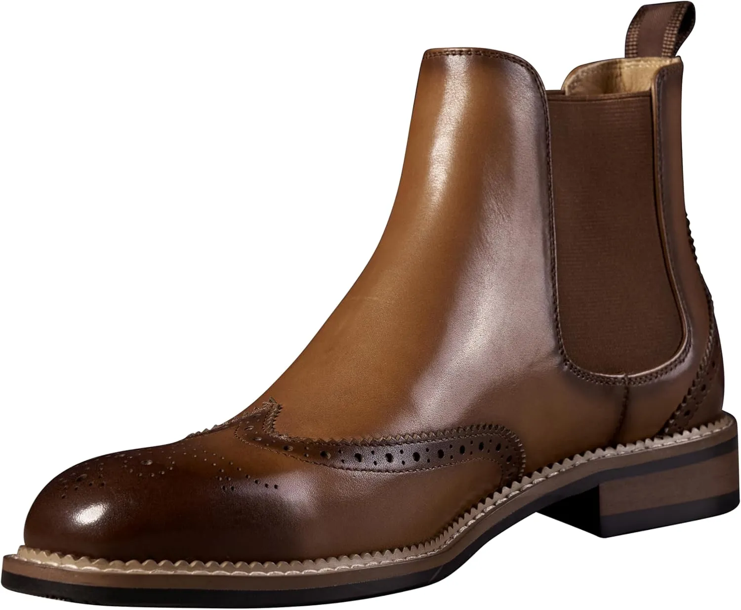 Santimon Chelsea Boots Men Black Dress Casual Genuine Leather Silp On Brogues Boots Fashion Formal Business Ankle Boots for Men