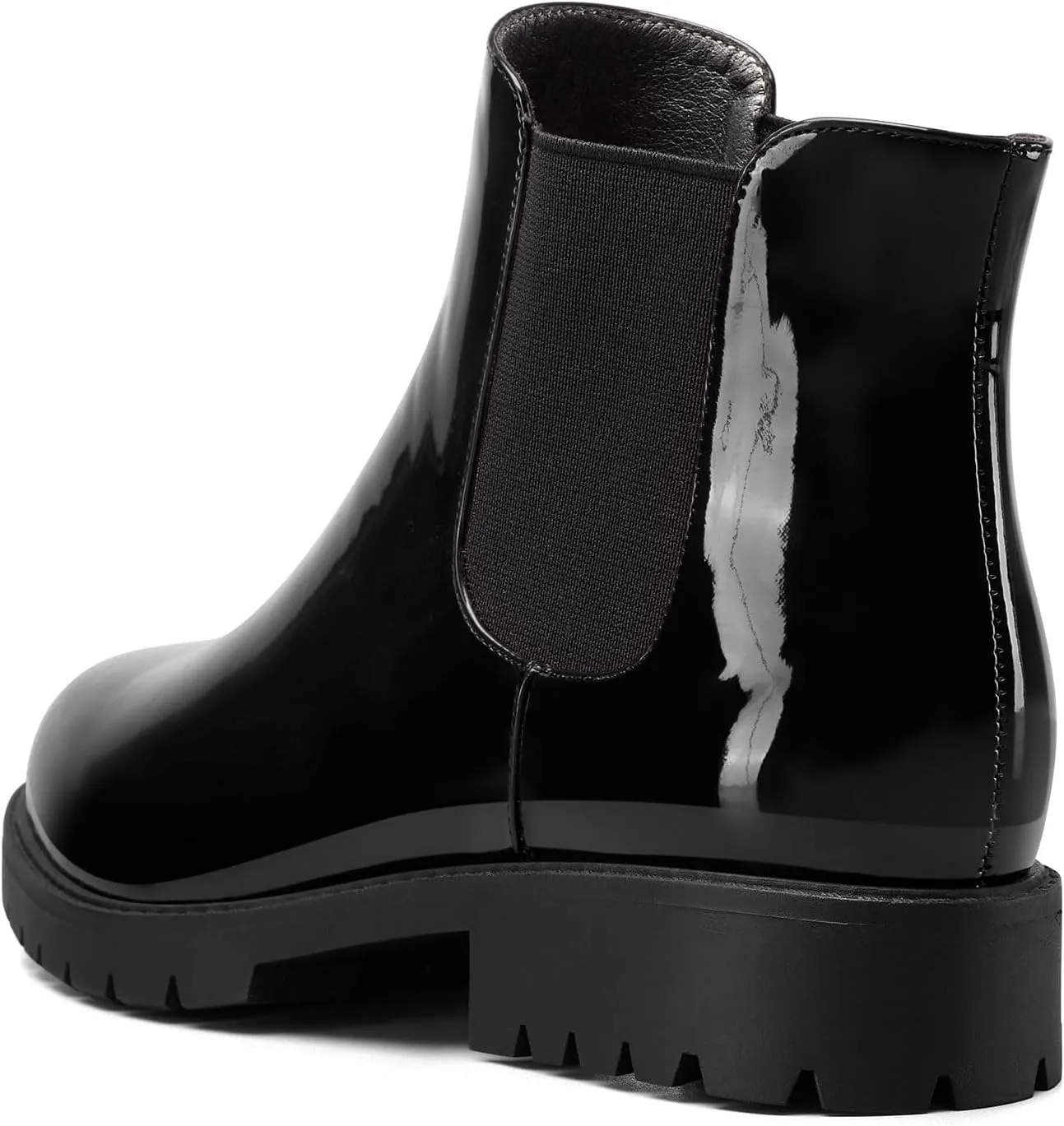 TNYNFBEB Womens Chunky Block Low Heel Round Toe Boots Ankle Boots Short Bootie Prom Dress Patent Leather Winter 1.4 Inches Heels