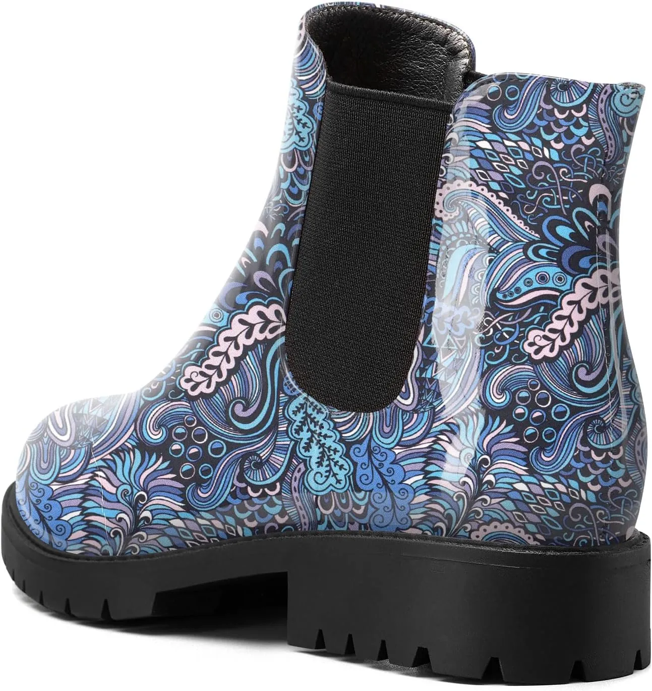 TNYNFBEB Womens Chunky Block Low Heel Round Toe Boots Ankle Boots Short Bootie Prom Dress Patent Leather Winter 1.4 Inches Heels