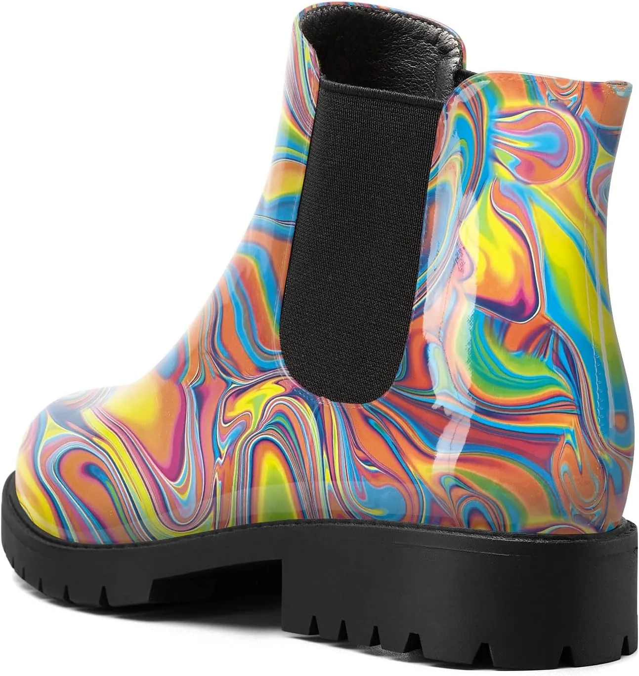 TNYNFBEB Womens Chunky Block Low Heel Round Toe Boots Ankle Boots Short Bootie Prom Dress Patent Leather Winter 1.4 Inches Heels