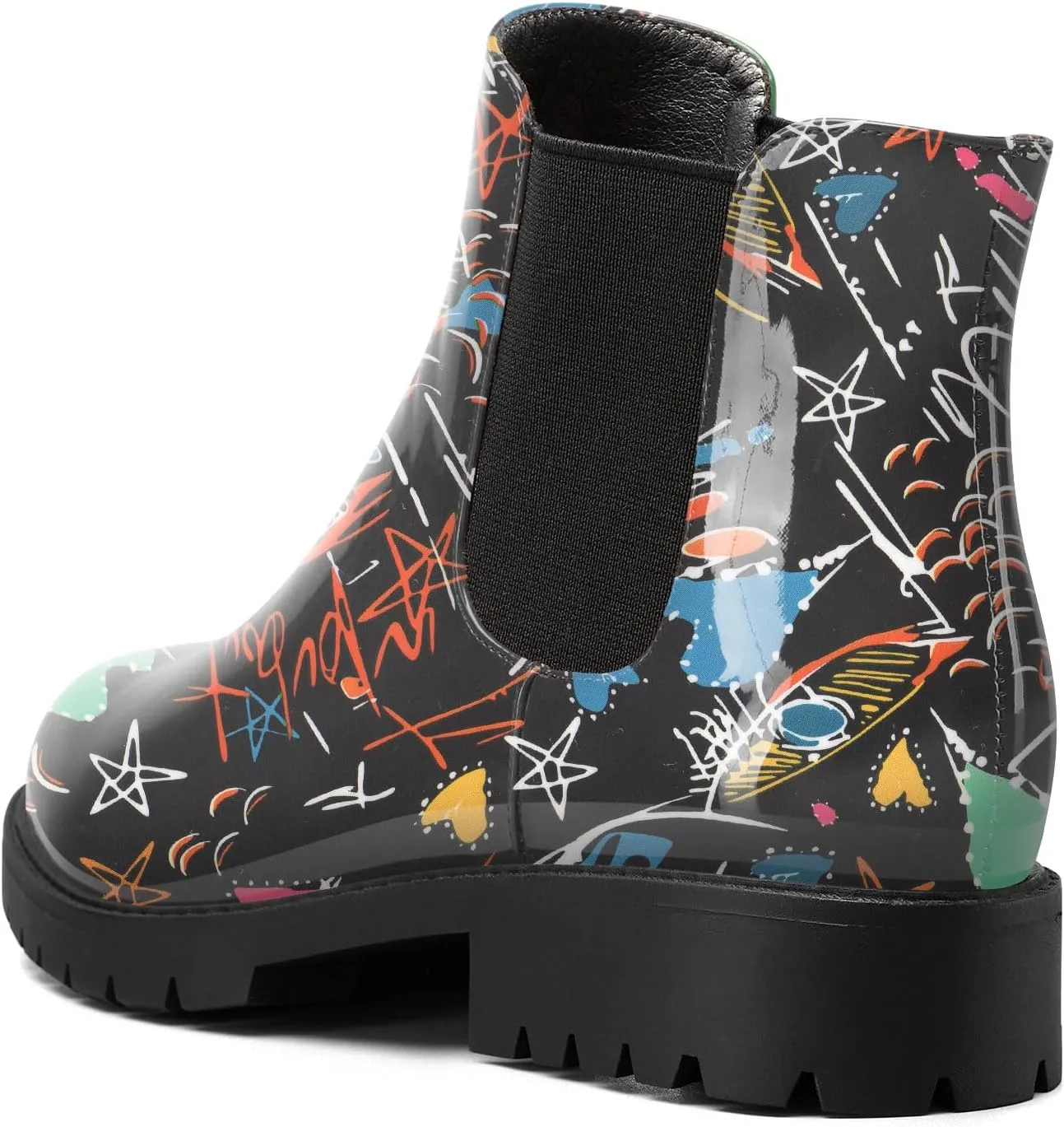 TNYNFBEB Womens Chunky Block Low Heel Round Toe Boots Ankle Boots Short Bootie Prom Dress Patent Leather Winter 1.4 Inches Heels
