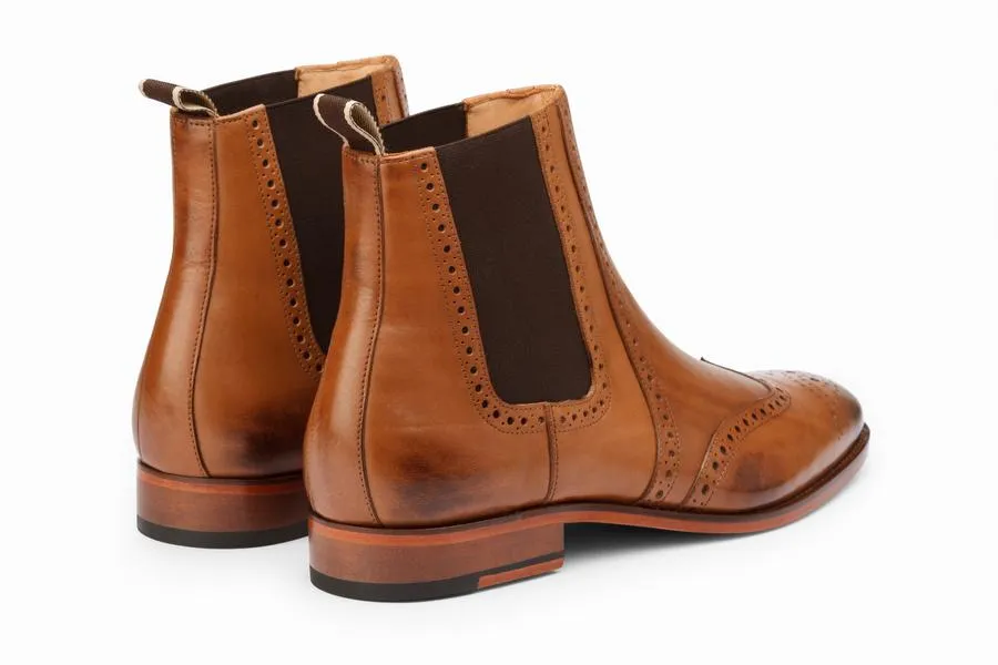 Wingtip Chelsea Brogue Boot - Tan