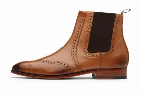 Wingtip Chelsea Brogue Boot - Tan