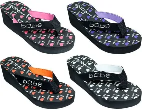 women's eva heart print flip flops Case of 36