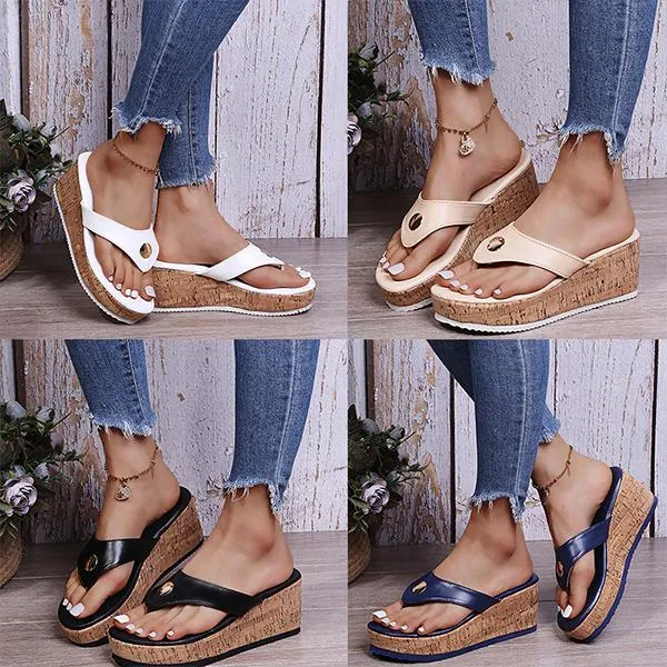 Women's Fashion Round Toe Platform Flip Flops 07149529C