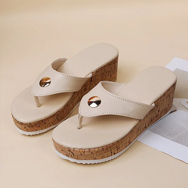 Women's Fashion Round Toe Platform Flip Flops 07149529C