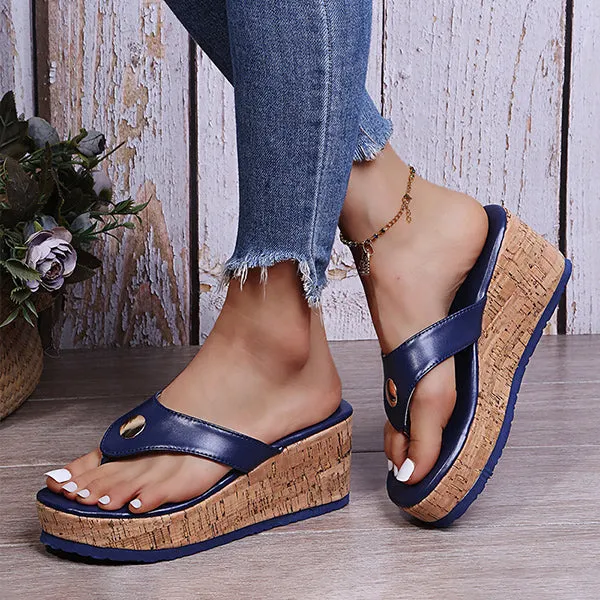 Women's Fashion Round Toe Platform Flip Flops 07149529C