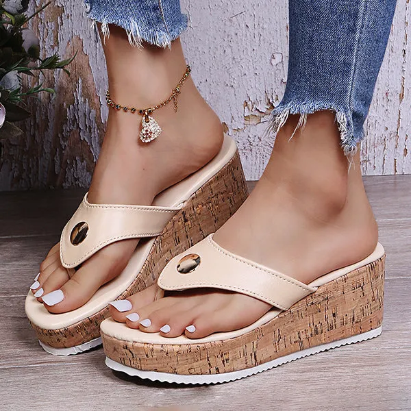 Women's Fashion Round Toe Platform Flip Flops 07149529C
