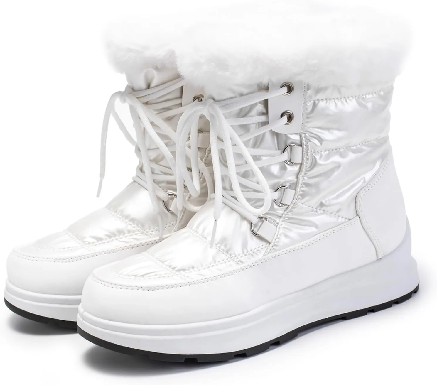 Women's Winter Snow Boots Waterproof Mid-Calf Booties Warm Faux Fur Lined Boots Anti-Slip Ankle Boots Walking Shoes