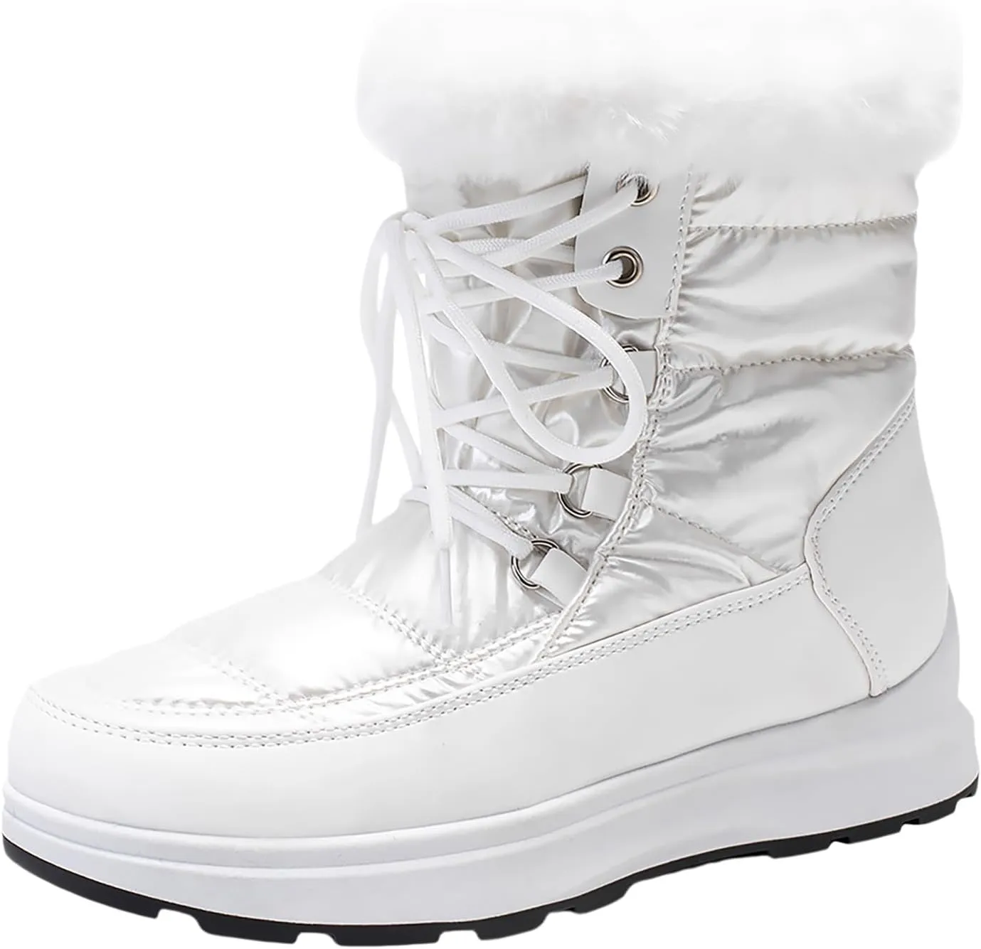 Women's Winter Snow Boots Waterproof Mid-Calf Booties Warm Faux Fur Lined Boots Anti-Slip Ankle Boots Walking Shoes