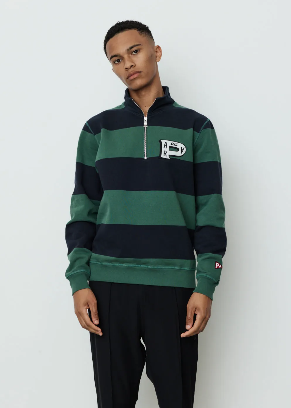 Worked P Striper Half Zip Sweatshirt