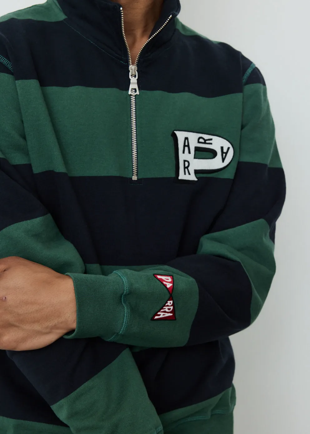 Worked P Striper Half Zip Sweatshirt
