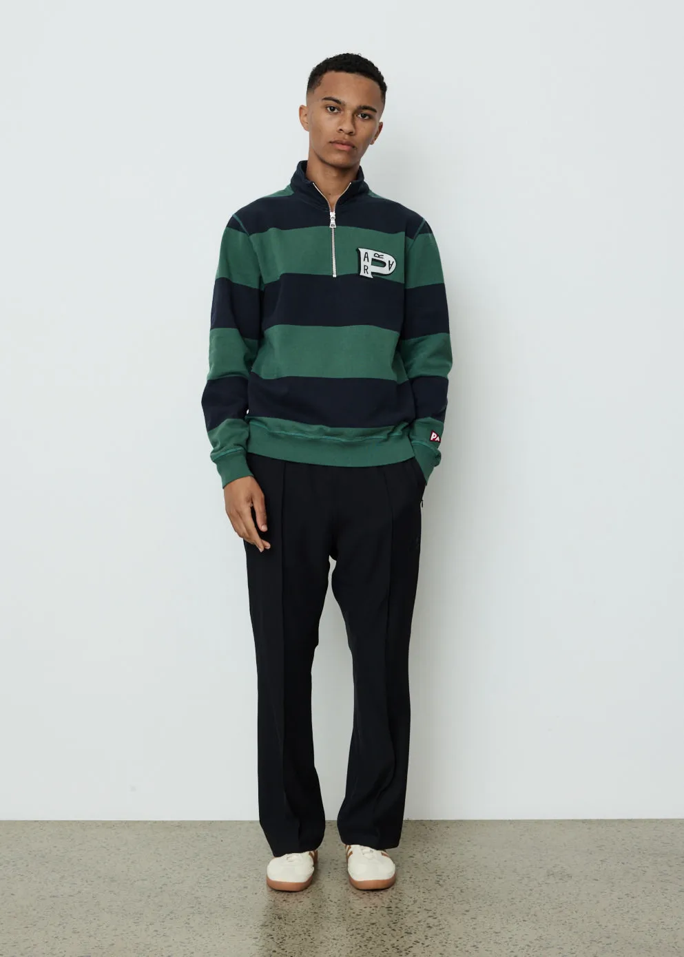 Worked P Striper Half Zip Sweatshirt