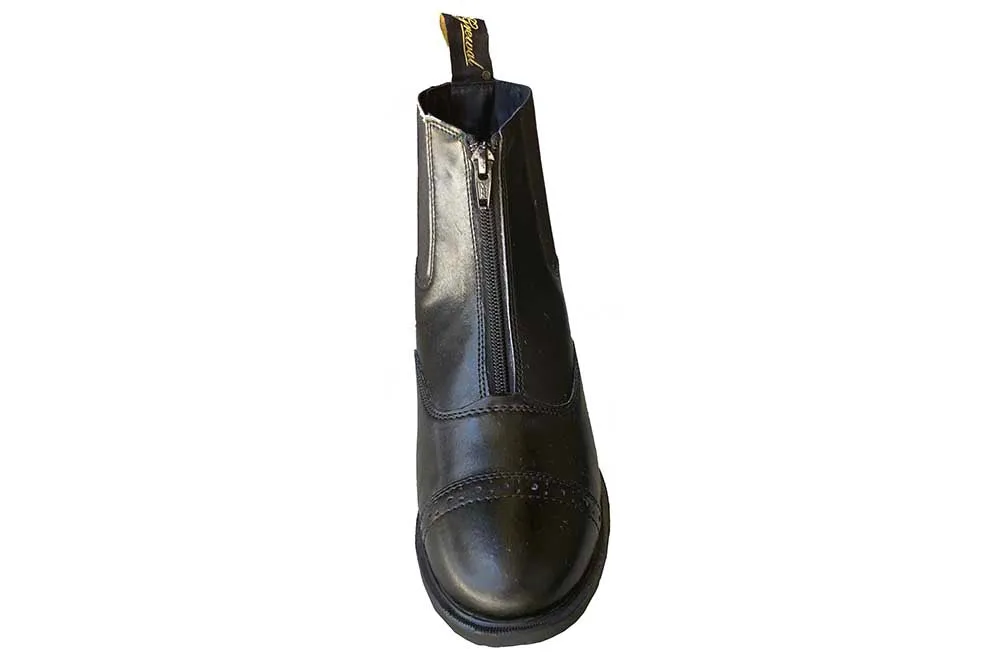 Zip-Up Synthetic Leather Paddock Boots